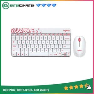 Logitech MK240 Nano Wireless Combo Keyboard and Mouse - White Vivid Red - foto 1