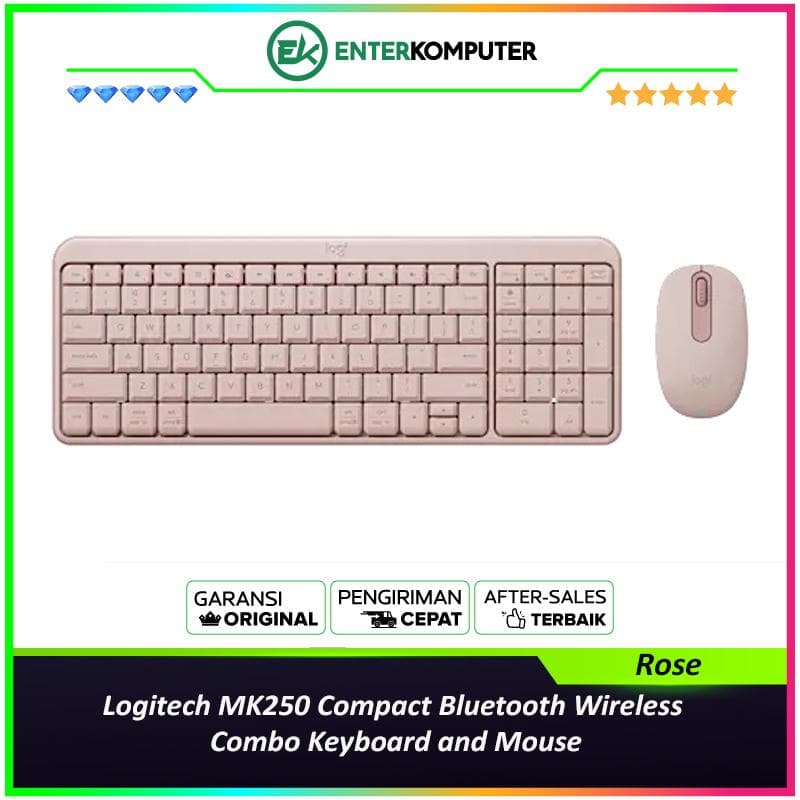 Logitech MK250 Compact Bluetooth Wireless Combo Keyboard and Mouse - Rose - foto 1