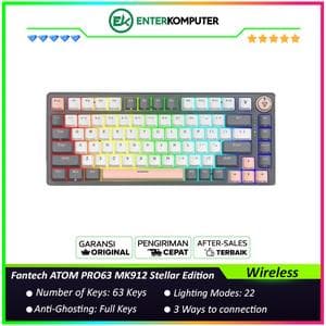 Fantech ATOM PRO63 MK912 Stellar Edition Tri Mode Connection Mechanical Gaming Keyboard - Saturn (Blue Switch) - foto 1