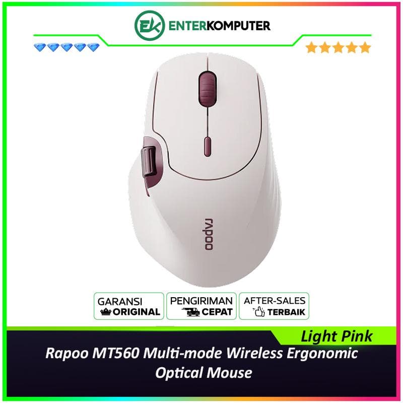 Rapoo MT560 Multi-mode Wireless Ergonomic Optical Mouse - Vermeil - foto 1
