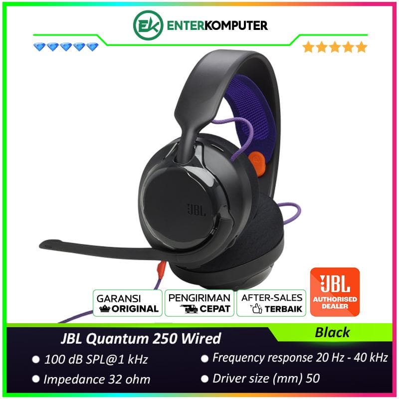 JBL Quantum 250 Wired Multiplatform Gaming Headset - Black - foto 1