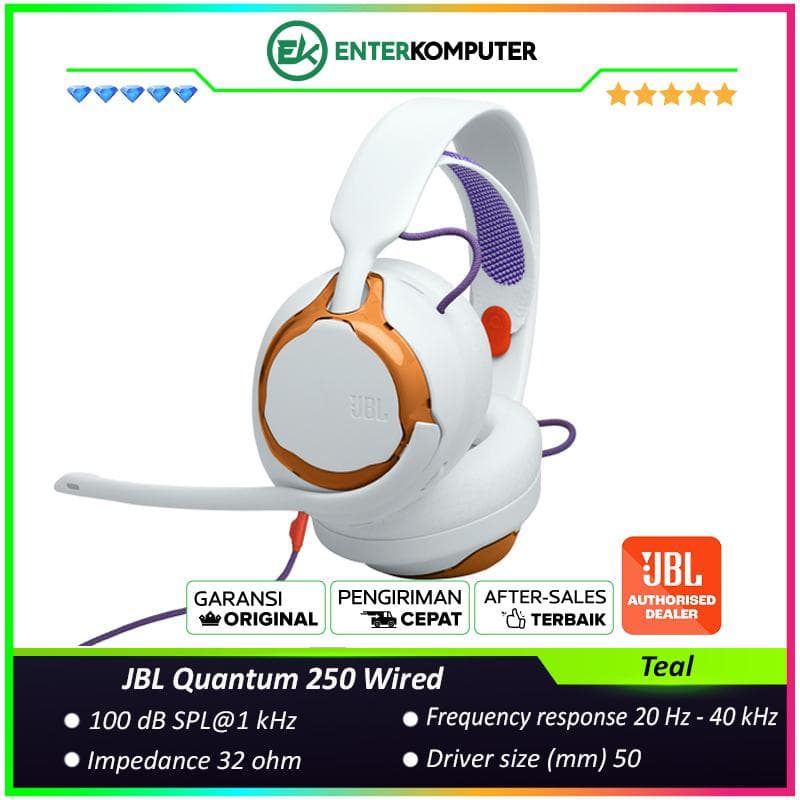 JBL Quantum 250 Wired Multiplatform Gaming Headset - Teal - foto 1