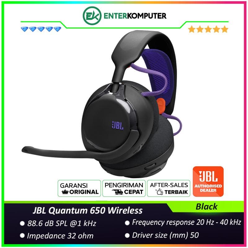 JBL Quantum 650 Wireless Multiplatform Gaming Headset - Black - foto 1
