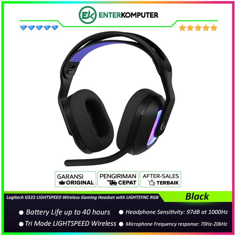 Logitech G522 LIGHTSPEED Wireless Gaming Headset with LIGHTSYNC RGB - Black - foto 1