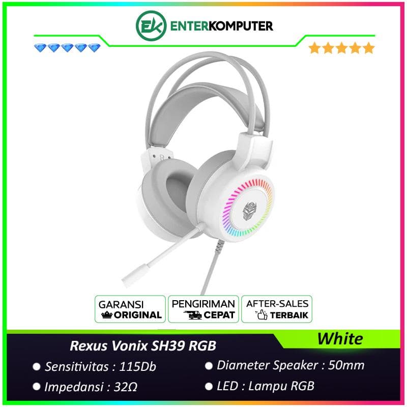 Rexus Vonix SH39 RGB Headset Gaming - White - foto 1