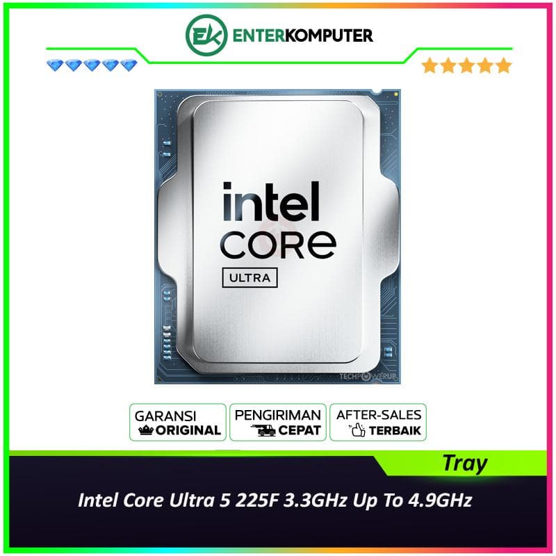 Intel Core Ultra 5 225F 3.3GHz Up To 4.9GHz - Cache 20MB [Tray] Socket LGA 1851 - Arrow Lake Series - NEW UNIT - 1 Years Warranty - foto 1