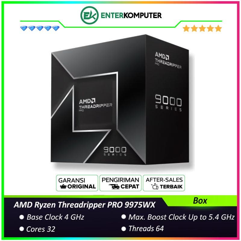 AMD Ryzen Threadripper PRO 9975WX 4GHz Up To 5.4GHz Cache 128MB 350W sTR5 [BOX] - 32 Core - 100-100000723WOF - foto 1