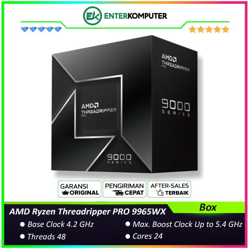AMD Ryzen Threadripper PRO 9965WX 4.2GHz Up To 5.4GHz Cache 128MB 350W sTR5 [BOX] - 24 Core - 100-100000724WOF - foto 1