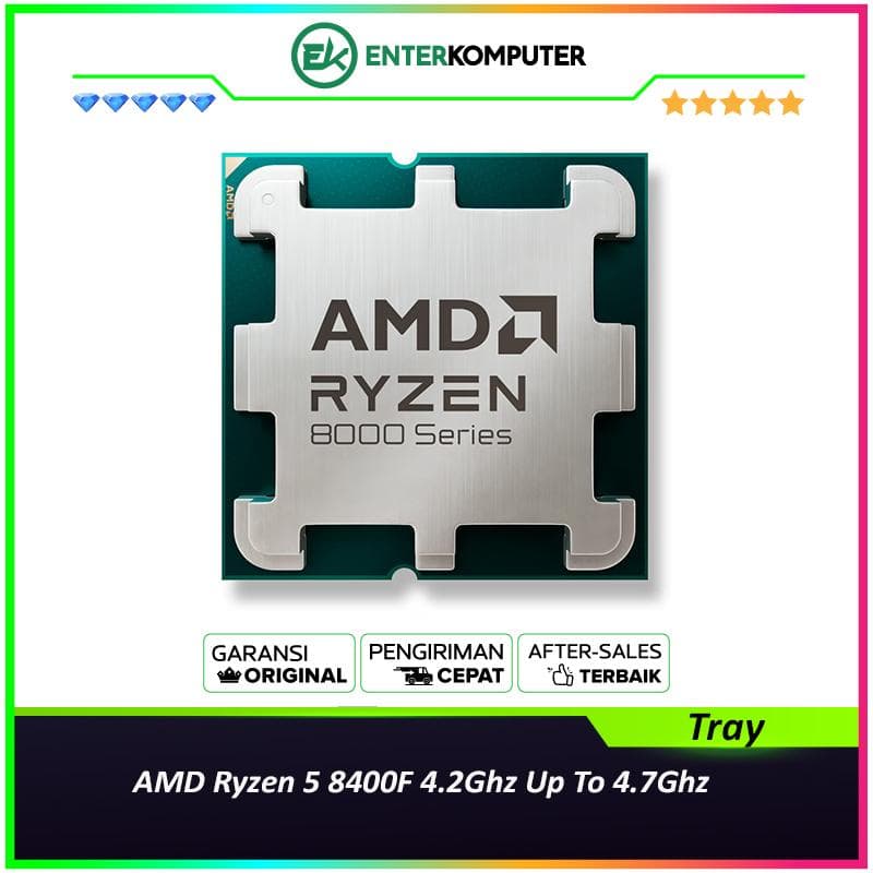 AMD Ryzen 5 8400F 4.2Ghz Up To 4.7Ghz Cache 16MB 65W AM5 [Tray] - 6 Core - 100-000001591 - foto 1