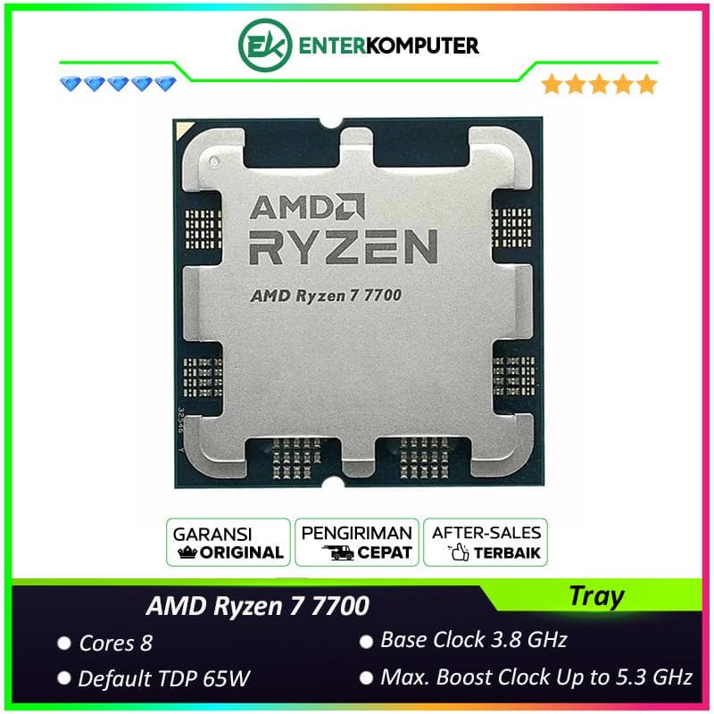 AMD Ryzen 7 7700 3.8GHz Up To 5.3GHz Cache 32MB 65W AM5 [Tray] - 8 Core - 100-000000592 - foto 1