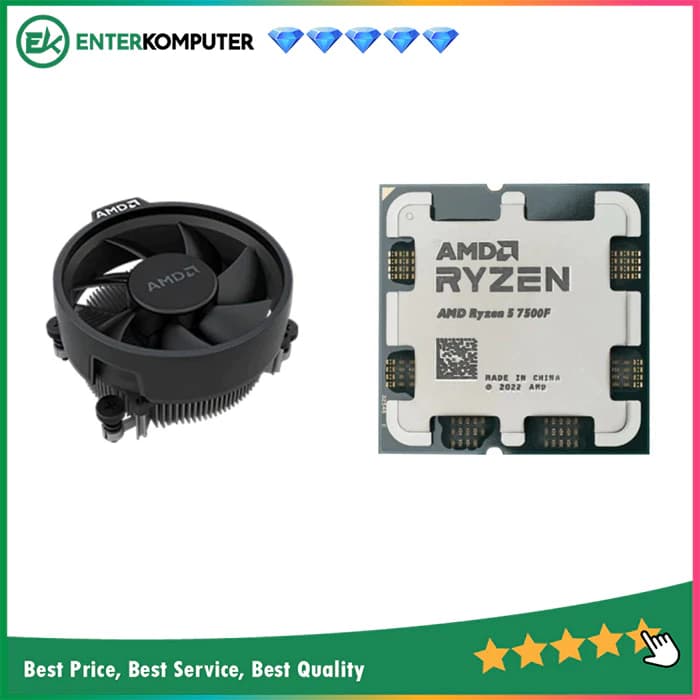 AMD Ryzen 5 7500F 3.7Ghz Up To 5.0Ghz Cache 32MB 65W AM5 [Tray] - 6 Core - 100-100000597MPK - with AMD Wraith Stealth Cooler - foto 1