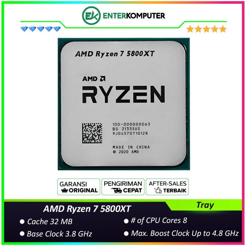 AMD Ryzen 7 5800XT 3.8GHz Up To 4.8GHz Cache 32MB 105W AM4 [Tray] - 8 Core - 100-000001582 - foto 1