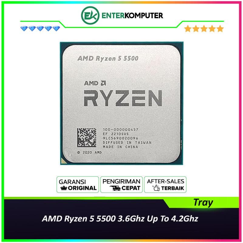 AMD Ryzen 5 5500 3.6Ghz Up To 4.2Ghz Cache 16MB 65W AM4 [Tray] - 6 Core - NEW UNIT - 1 Years Warranty Replacement - foto 1