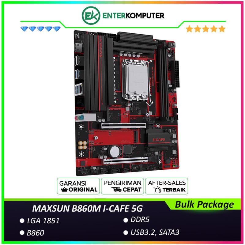 MAXSUN B860M I-CAFE 5G (LGA1851, B860, DDR5, USB3.2, SATA3) (Bulk Package) - foto 1