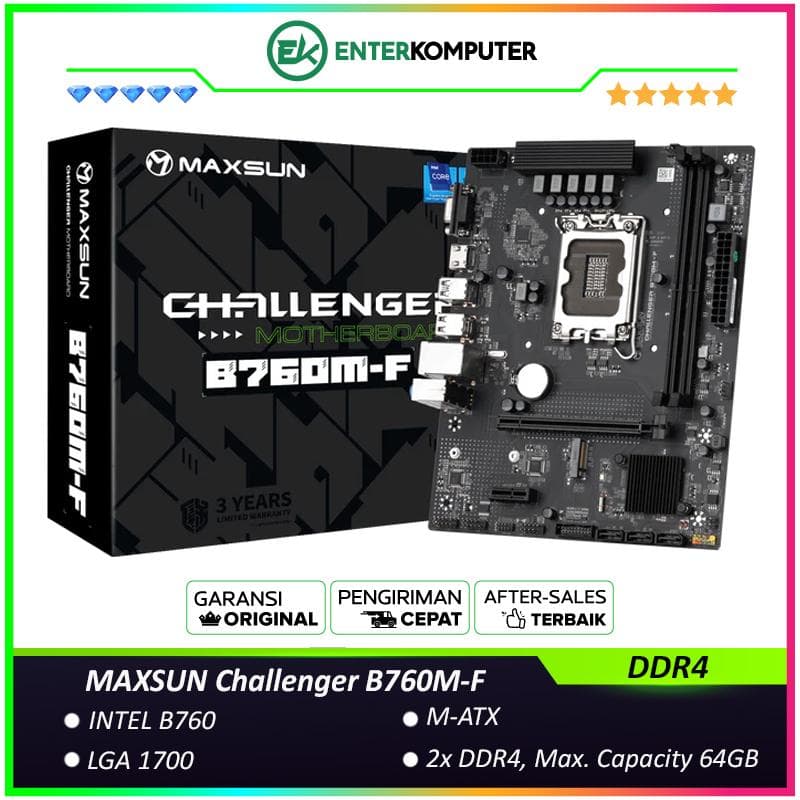 MAXSUN Challenger B760M-F (LGA1700, B760, DDR4, USB3.2, SATA3) - foto 1