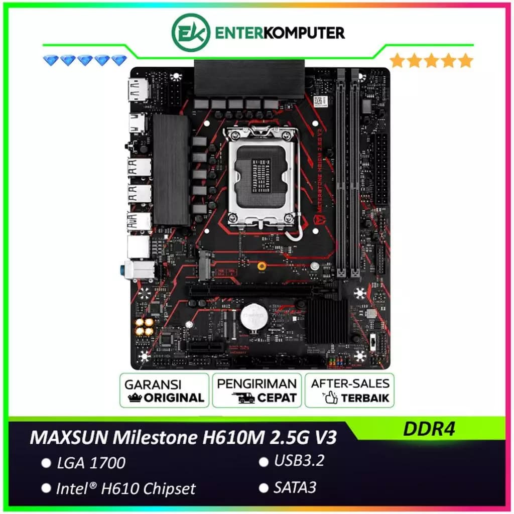MAXSUN Milestone H610M 2.5G V3 (LGA1700, H610, DDR4, USB3.2, SATA3) (Bulk Package) - foto 1