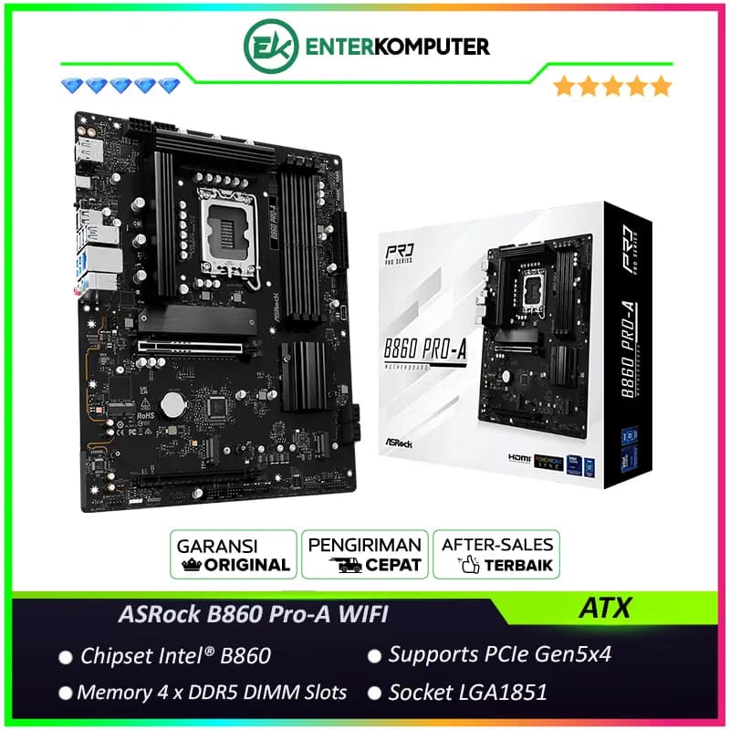 ASRock B860 Pro-A (LGA1851, B860, DDR5, USB3.2 Type-C, SATA3) - foto 1