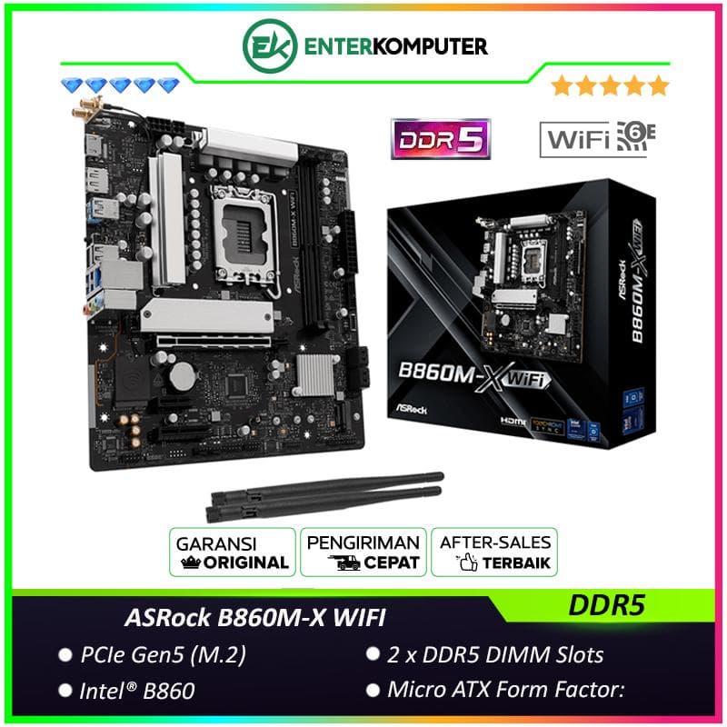 ASRock B860M-X WIFI (LGA1851, B860, DDR5, USB3.2 Gen2 Type-C, SATA3) - foto 1