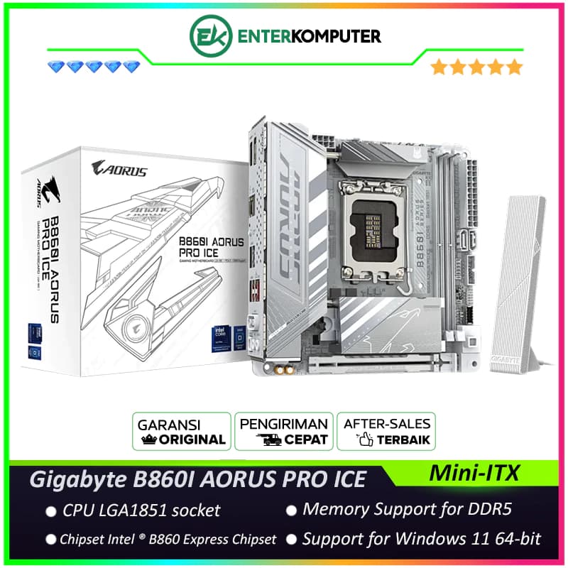 Gigabyte B860I AORUS PRO ICE (LGA1851, B860, DDR5, USB3.2 Gen2 Type-C , SATA3) - foto 1