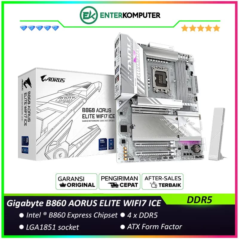 Gigabyte B860 AORUS ELITE WIFI7 ICE (LGA1851, B860, DDR5, USB3.2 Gen2 Type-C, SATA3) - foto 1