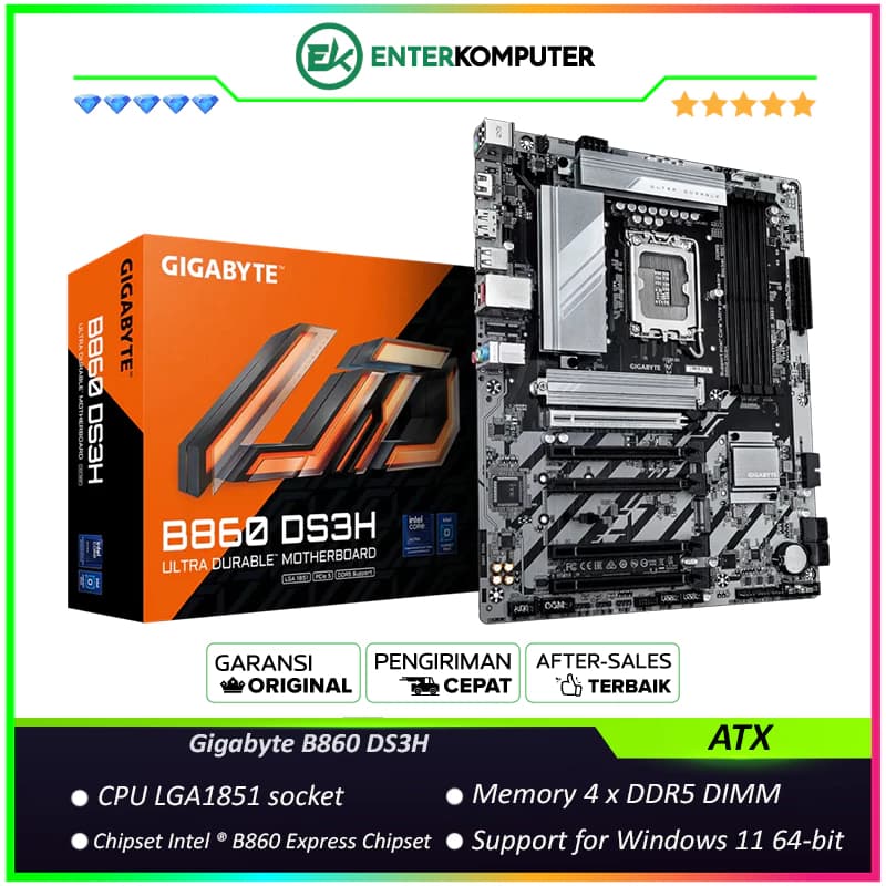 Gigabyte B860 DS3H (LGA1851, B860, DDR5, USB3.2 Type-C, SATA3) - foto 1