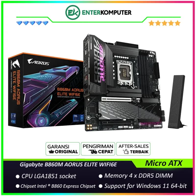 Gigabyte B860M AORUS ELITE WIFI6E (LGA1851, B860, DDR5, USB3.2 Gen2 Type-C, SATA3) - foto 1