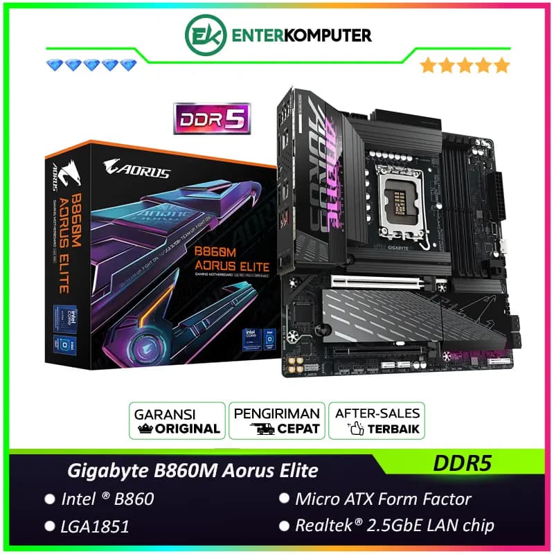 Gigabyte B860M Aorus Elite (LGA1851, B860, DDR5, USB3.2 Gen2 Type-C, SATA3) - foto 1