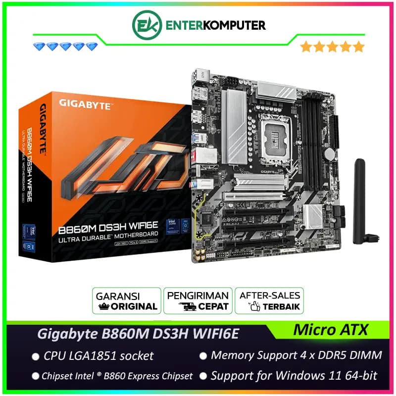 Gigabyte B860M DS3H WIFI6E (LGA1851, B860, DDR5, USB3.2 Type-C, SATA3) - foto 1