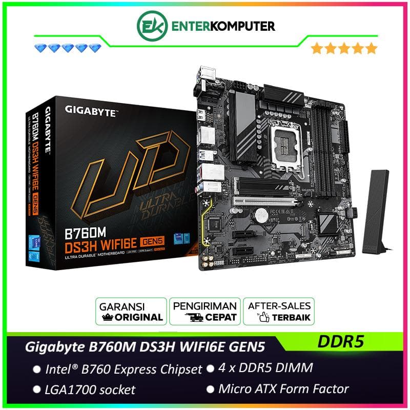 Gigabyte B760M DS3H WIFI6E GEN5 (LGA1700, B760, DDR5, USB3.2, SATA3) - foto 1