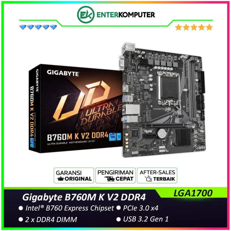 Gigabyte B760M K V2 DDR4 (LGA1700, B760, DDR4, USB3.2, SATA3) - foto 1