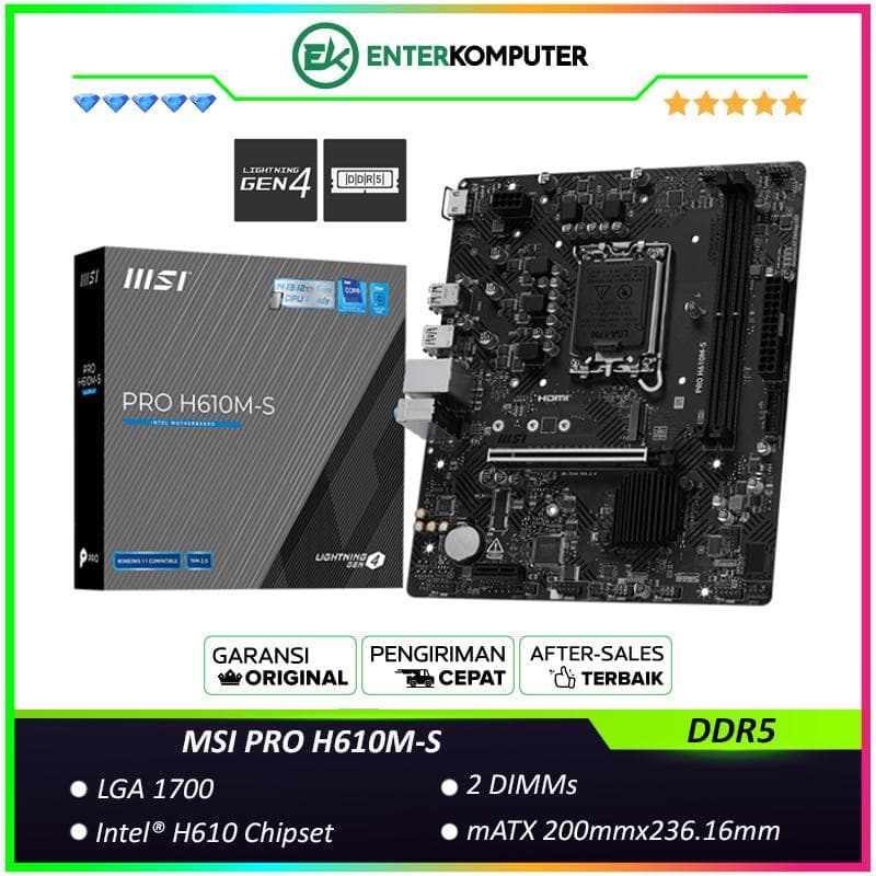 MSI PRO H610M-S (LGA1700, H610, DDR5, USB3.2, SATA3) - foto 1