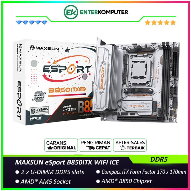 MAXSUN eSport B850ITX WIFI ICE (AM5, AMD B850, DDR5, USB3.2 Type-C, SATA3) - foto 1