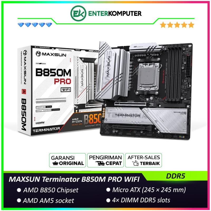 MAXSUN Terminator B850M PRO WIFI (AM5, AMD B850, DDR5, USB3.2 Type-C, SATA3) - foto 1