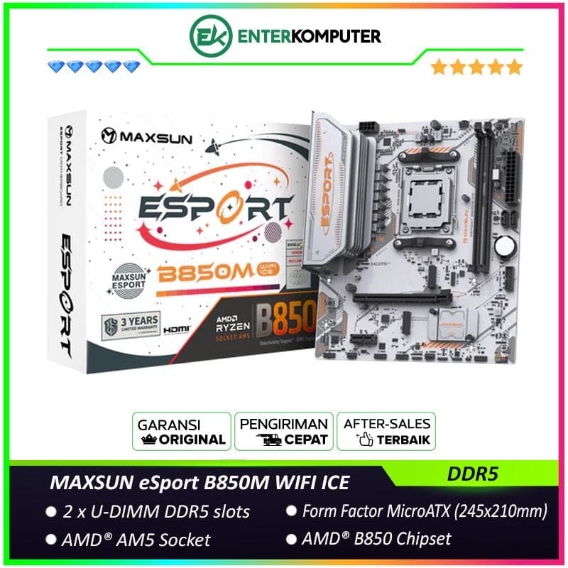 MAXSUN eSport B850M WIFI ICE (AM5, AMD B850, DDR5, USB3.2, SATA3) - foto 1