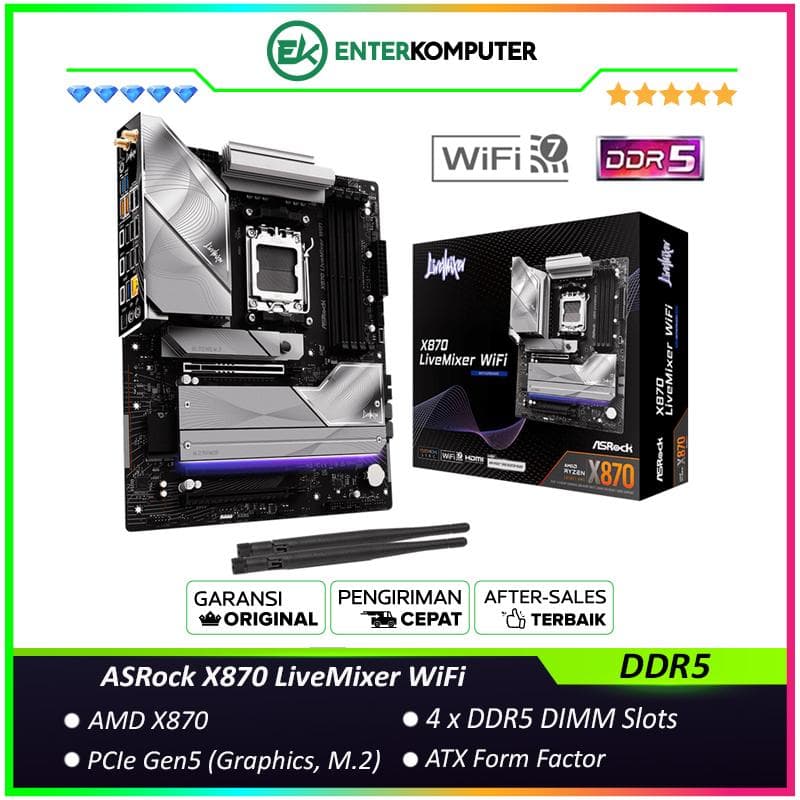 ASRock X870 LiveMixer WiFi (AM5, AMD X870, DDR5, USB3.2 Type-C, SATA3) - foto 1