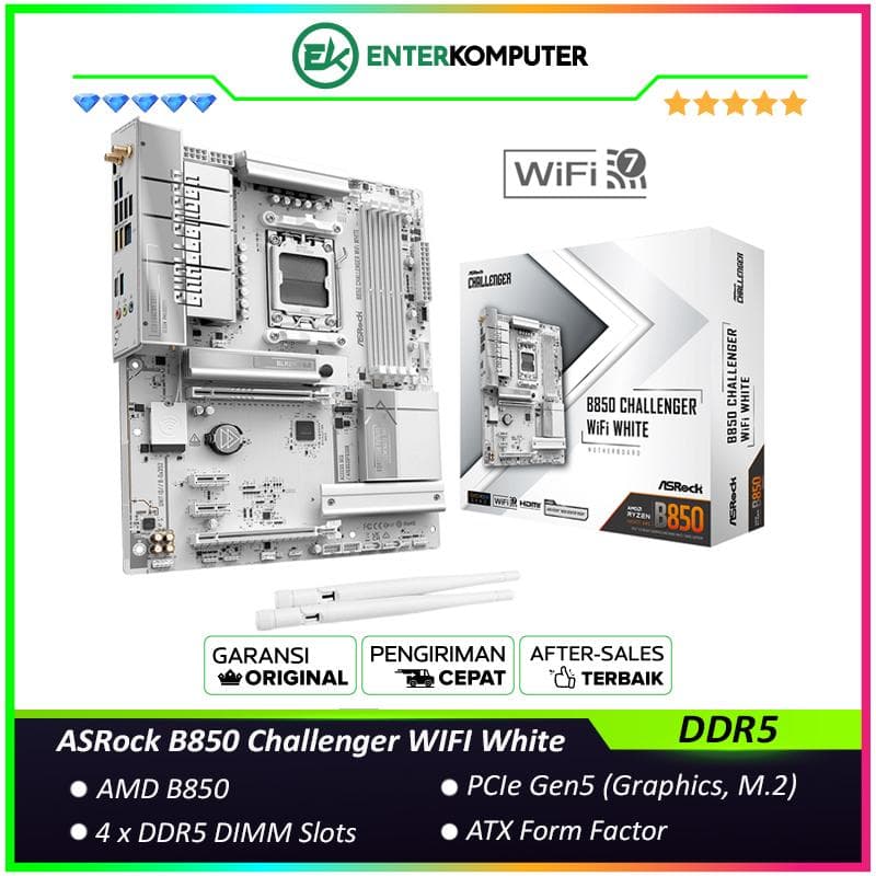 ASRock B850 Challenger WIFI White (AM5, AMD B850, DDR5, USB3.2 Type-C, SATA3) - foto 1