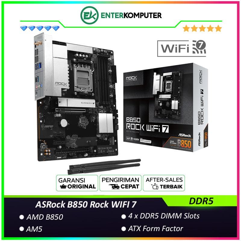 ASRock B850 Rock WIFI 7 (AM5, AMD B850, DDR5, USB3.2 Type-C, SATA3) - foto 1