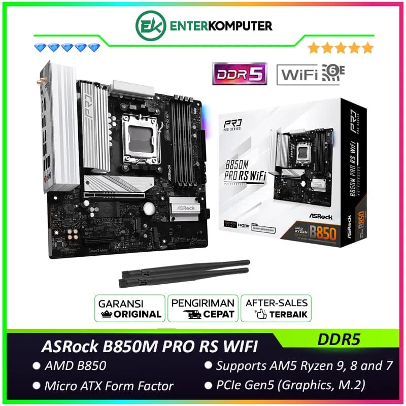 ASRock B850M PRO RS WIFI (AM5, AMD B850, DDR5, USB3.2 Type-C, SATA3) - foto 1