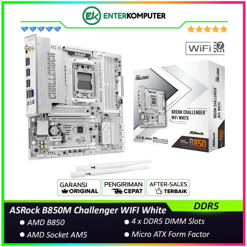 ASRock B850M Challenger WIFI White (AM5, AMD B850, DDR5, USB3.2 Type-C, SATA3) - foto 1