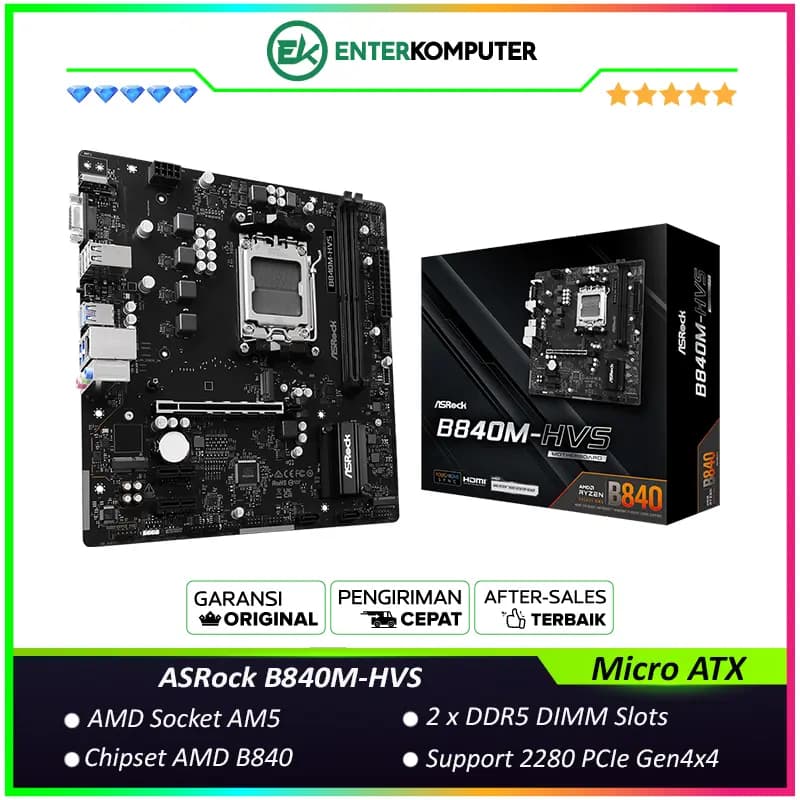 ASRock B840M-HVS (AM5, AMD B840, DDR5, USB3.2 Type-C, SATA3) - foto 1