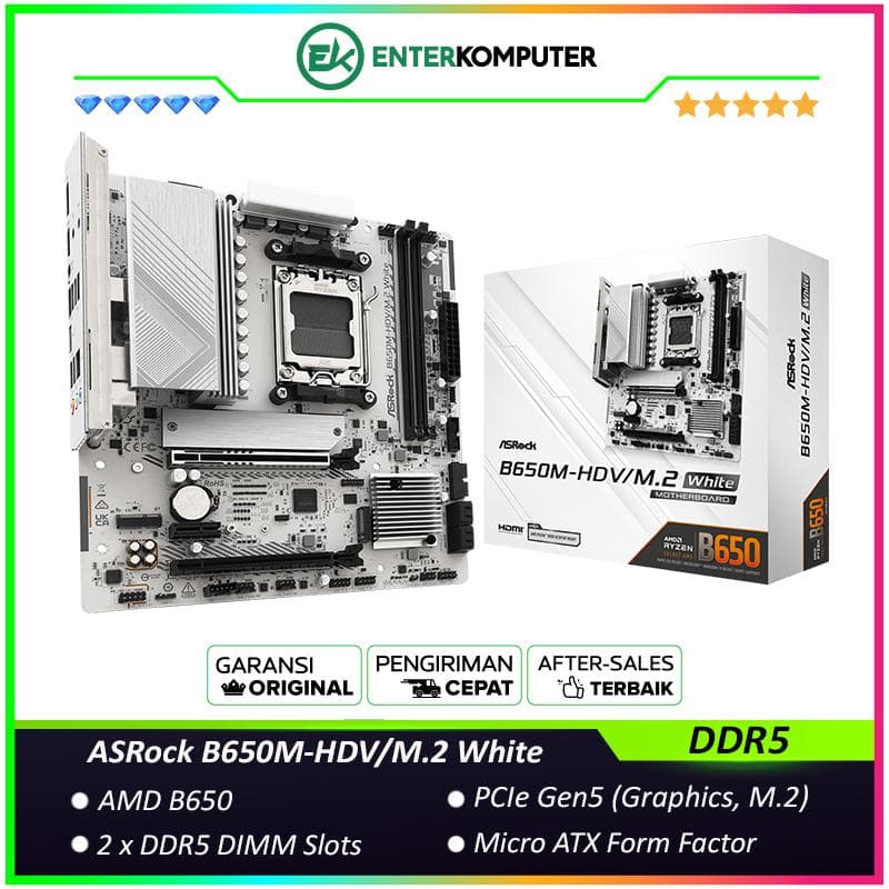 ASRock B650M-HDV/M.2 White (AM5, AMD B650, DDR5, USB3.2 Type-C, SATA3) - foto 1