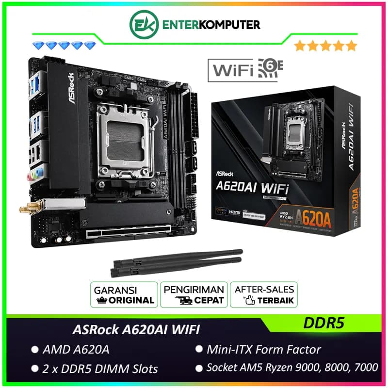 ASRock A620AI WIFI (AM5, AMD A620A, DDR5, USB3.2 Type-C, SATA3) - foto 1