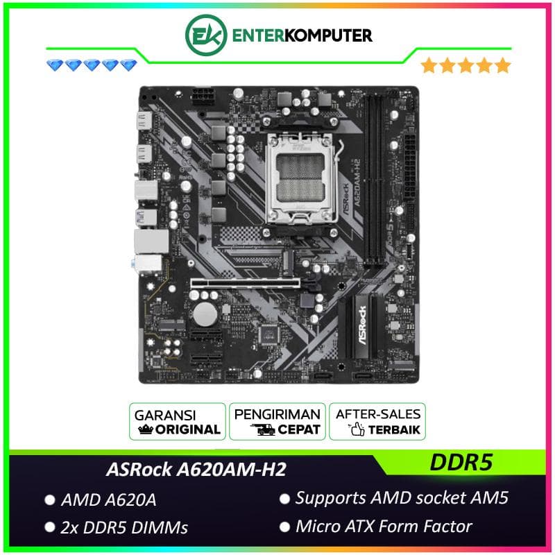 ASRock A620AM-H2 (AM5, AMD A620A, DDR5, USB3.2 Type-C, SATA3) - foto 1