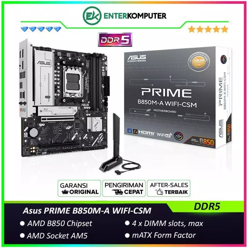 Asus PRIME B850M-A WIFI-CSM (AM5, AMD B850, DDR5, USB3.2 Type-C, SATA3) - foto 1