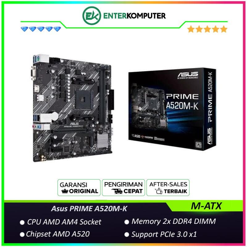 Asus PRIME A520M-K (AM4, A520, DDR4, USB 3.2, SATA3) - foto 1