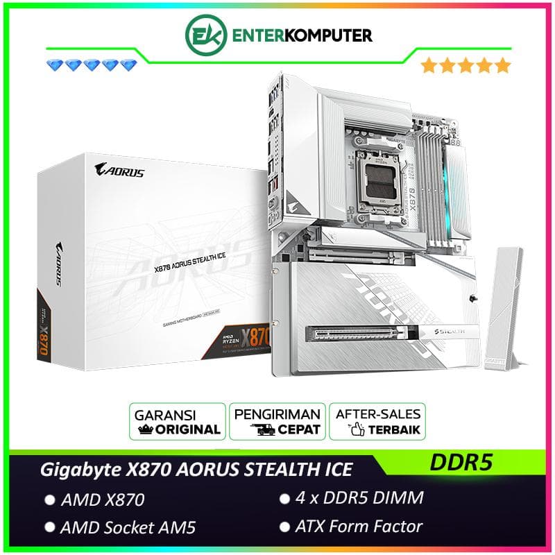 Gigabyte X870 AORUS STEALTH ICE (AM5, AMD X870, DDR5, USB3.2 Type-C, SATA3) - foto 1