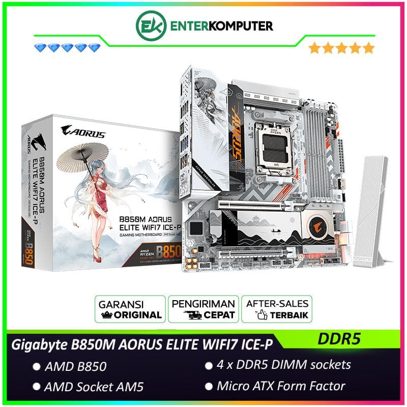 Gigabyte B850M AORUS ELITE WIFI7 ICE-P (AM5, AMD B850, DDR5, USB3.2 Type-C, SATA3) - foto 1