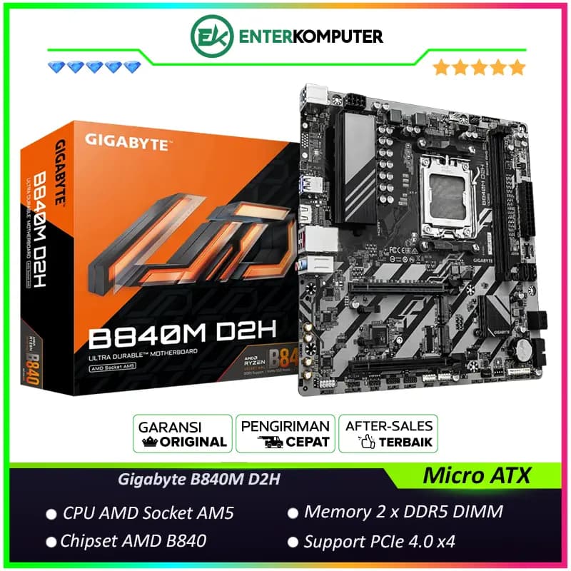 Gigabyte B840M D2H (AM5, AMD B840, DDR5, USB3.2, SATA3) - foto 1
