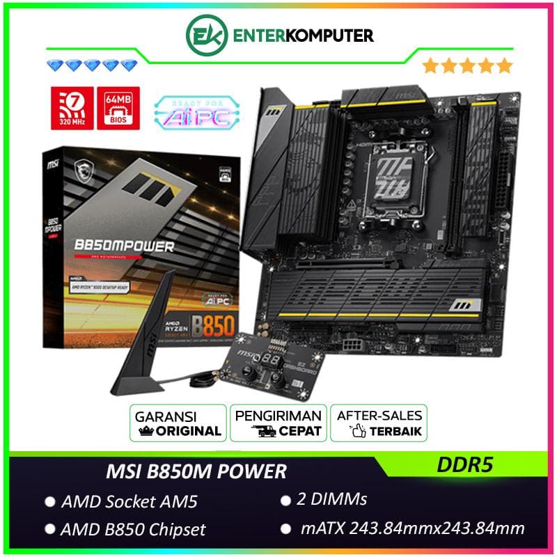 MSI B850M POWER (AM5, AMD B850, DDR5, USB3.2 Type-C, SATA3) - foto 1