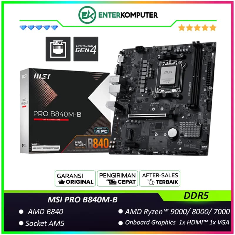 MSI PRO B840M-B (AM5, AMD B840, DDR5, USB3.2 Type-C, SATA3) - foto 1